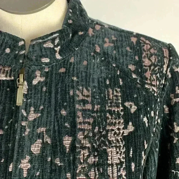 Christopher & Banks blazer XL black caramel brown metallic artsy paint splatter - Picture 6 of 9